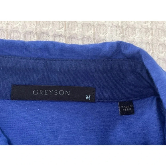 Greyson Polo Shirt Men’s Medium Blue Short Sleeve Cotton Stretch Golf Logo - Picture 11 of 11